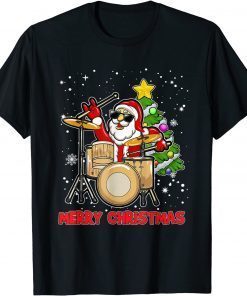 Merry Christmas Drum And Santa Drummer Lover Xmas Unisex Shirt