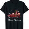 Merry Christmas Flamingo Farm Red Truck with Christmas Tree T-Shirt