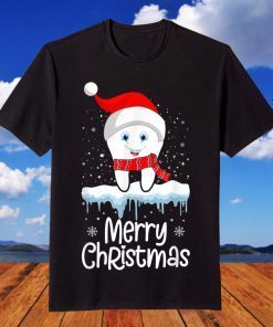 Merry Christmas Funny Smiling Tooth Teeth Lover Dentist T-Shirt