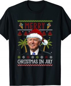 Merry Christmas In July Santa Joe Biden Ugly Christmas Classic Shirt
