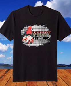 Merry Christmas Leopard Buffalo Plaid Gnome Santa Christmas T-Shirt