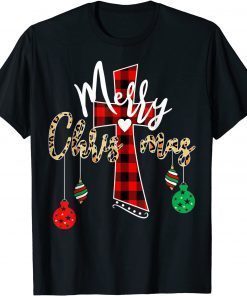 Merry Christmas Leopard Buffalo Red Plaid T-Shirt