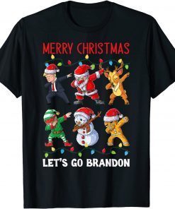 Merry Christmas Let's Go Brandon Dabbing Trump Santa Friends Unisex Shirt