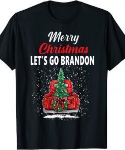 Merry Christmas Let's Go Brandon Red Truck Christmas Tree Unisex T-Shirt