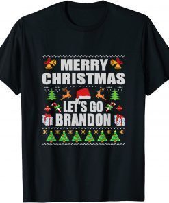 Merry Christmas Let's go Brandon Ugly Sweater Style Matching Classic Shirt