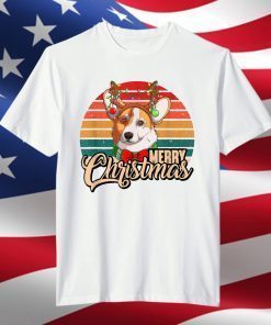 Merry Christmas Retro Vintage Welsh Corgi Reindeer Antlers T-Shirt