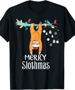 Merry Slothmas Christmas Sloth Pajamas Santa Hat Xmas Sloth Official Shirt
