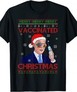 Merry Vaccinated Christmas Funny Joe Biden Vaccine Knitted T-Shirt