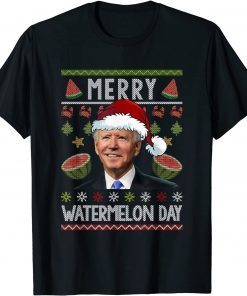Merry Watermelon Day Santa Joe Biden Ugly Christmas Limited Shirt