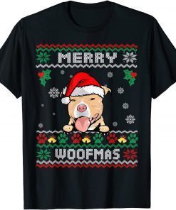 Merry Woofmas Pit Bull Dog Ugly Christmas Limited Shirt