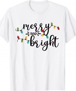 Merry and Bright Cute Xmas Tree Lights 2021 Shirt