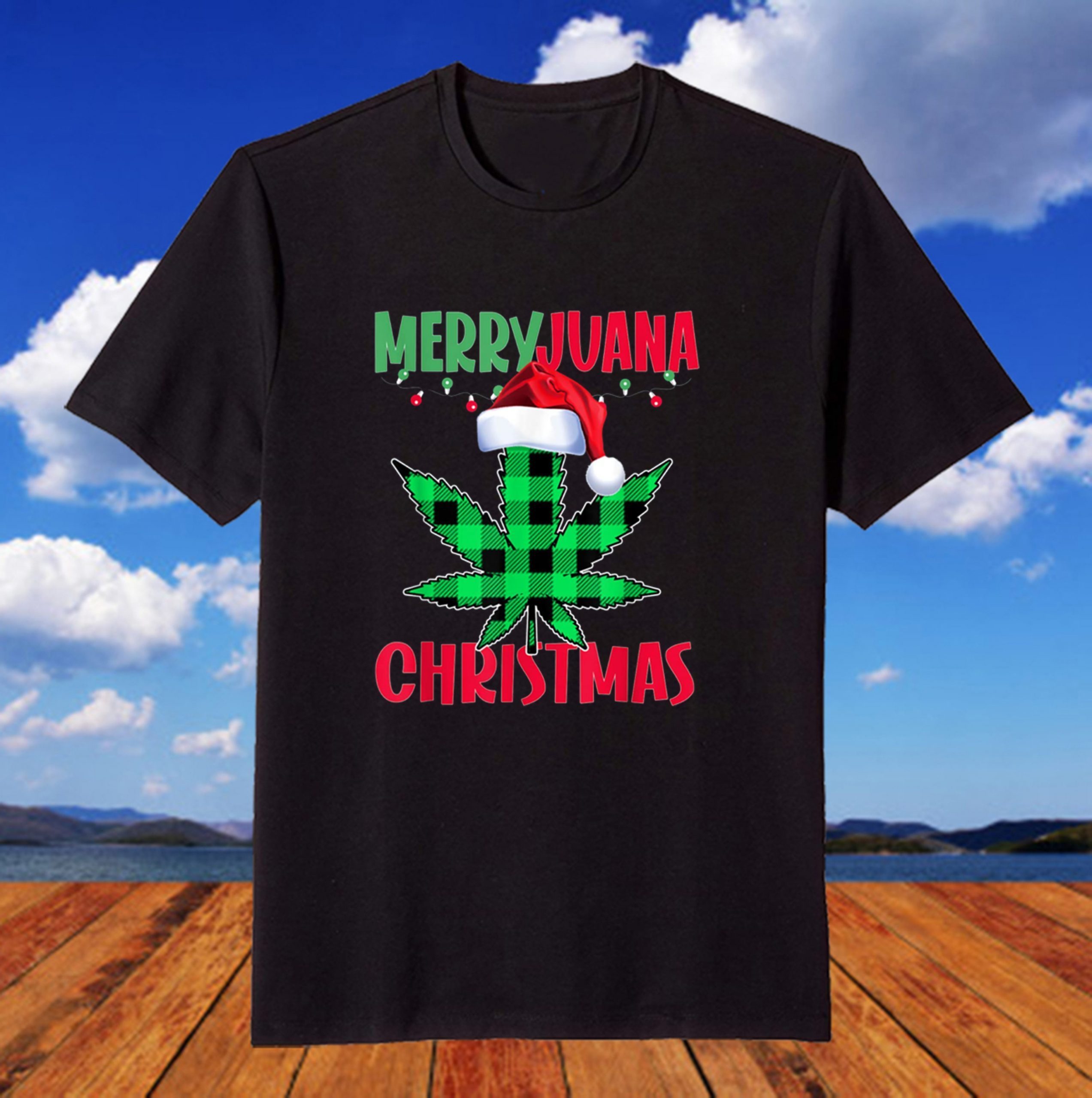 Merryjuana Weed Leaf Christmas Pajama X-Mas Sweater T-Shirt Merryjuana Weed Leaf Christmas Pajama X-Mas Sweater T-Shirt