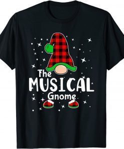 Musical Gnome Buffalo Plaid Matching Family Christmas Pajama T-Shirt
