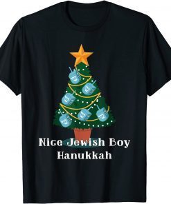 Nice Jewish Boy Hanukkah Menorah Nine Candles Gift T-Shirt