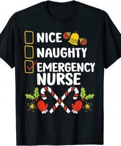 Nice Naughty Emergency Nurse Christmas Santa Checklist Gift Shirt