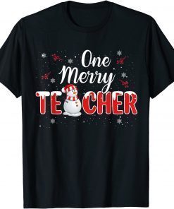 One Merry Teacher Snowman Teaching Christmas T-Shirt