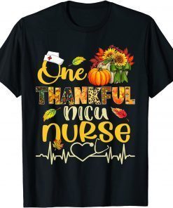 One Thankful NICU Nurse Stethoscope Pumpkin Thanksgiving 2021 Shirt