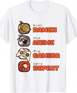 Otaku Ramen Anime Gaming Repeat Gamer Video Games Us 2021 Shirt