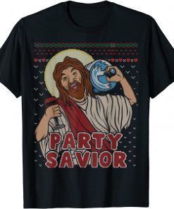 Party Savior Jesus Christ Santa Beer Ugly Christmas Sweater Classic Shirt