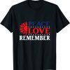 Peace Love Remember Red Poppy Flower USA Flag Veteran Day Classic Shirt
