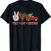 Peace Sign Love Buffalo Plaid Truck Christmas Tree Leopard 2021 T-Shirt