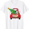 Pit Bull Dog Riding Red Truck Christmas Pajama T-Shirt