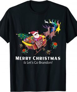 Santa Claus & Reindeer - Merry Christmas & Let's Go Brandon 2021 Shirt