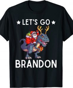 Santa Claus Riding Dinosaurs Let’s Go Brandon Christmas 2021 Classic T-Shirt