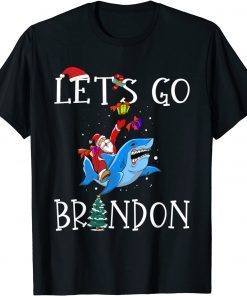 Santa Claus Riding Shark Let's Go Brandon Chirstmas Unisex Shirt