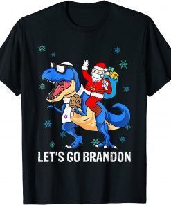 Santa Dinosaur Lets Go Biden Brandon Chrismukkah Hanukkah Gift Shirt
