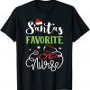 Santa Favorite OR Nurse Xmas Light Hat RN Christmas T-Shirt