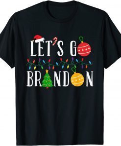 Santa Hat Christmas Let's Go Braden Brandon US Flag T-Shirt