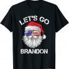 Santa Let's Go Brandon Trendy Sarcastic USA Flag Christmas T-Shirt