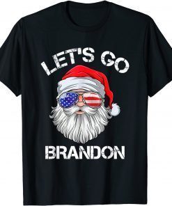 Santa Let's Go Brandon Trendy Sarcastic USA Flag Christmas T-Shirt