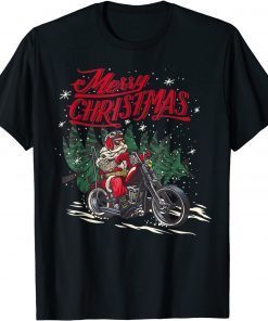 Santa Riding A Motorcycle Christmas Gift Shirt