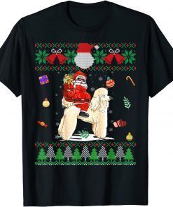 Santa Riding Poodle Reindeer Christmas Ugly Gift Shirt