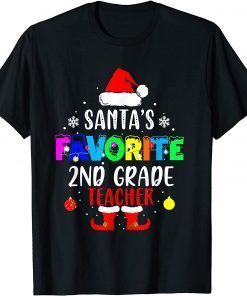 Santa's Favorite 2nd Grade Teacher Xmas Santa Gift Shirt