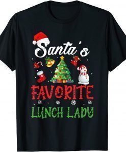Santa's Favorite Lunch Lady Christmas Tree Santa Hat Gift ShirtSanta's Favorite Lunch Lady Christmas Tree Santa Hat Gift Shirt