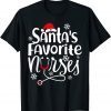 Santa's Favorite Nurse Christmas Pajama Holiday Xmas Party Gift Shirt