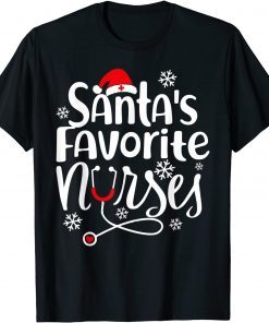 Santa's Favorite Nurse Christmas Pajama Holiday Xmas Party Gift Shirt