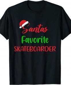 Santa's Favorite Skateboarder Christmas Skateboarding T-Shirt