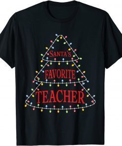 Santa's Favorite Teacher Christmas Light Tree Unisex Shirt