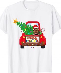 Shar Pei Dog Riding Red Truck Christmas Pajama Classic Shirt