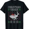 Shark Santa Shark Hat Lights Christmas Xmas T-Shirt