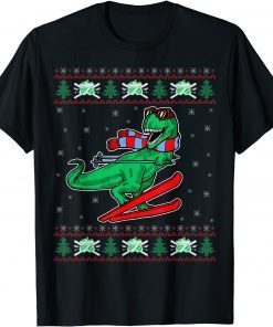 Skiing Ugly Christmas Sweater Skier T Rex Family Matching Classic Shirt