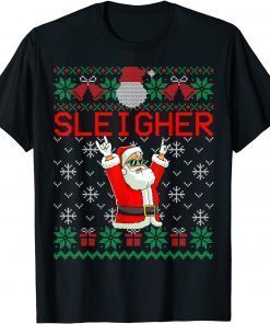 Sleigher Heavy Metal Music Hail Santa Ugly Christmas Sweater T-Shirt