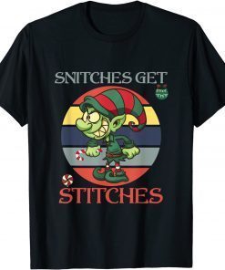 Snitches Get Stitches Christmas Retro Sunset Holiday Classic Shirt