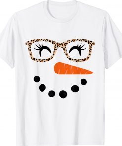 Snowman Eyelashes Leopard Glasses Christmas Limited Shirt