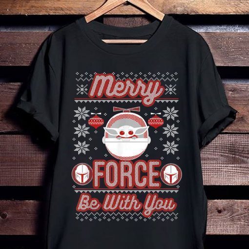 Star Wars The Mandalorian Christmas Merry Force Be With You Tshirt