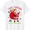 Stop Staring At My Package Xmas Costume Santa Gift Shirt